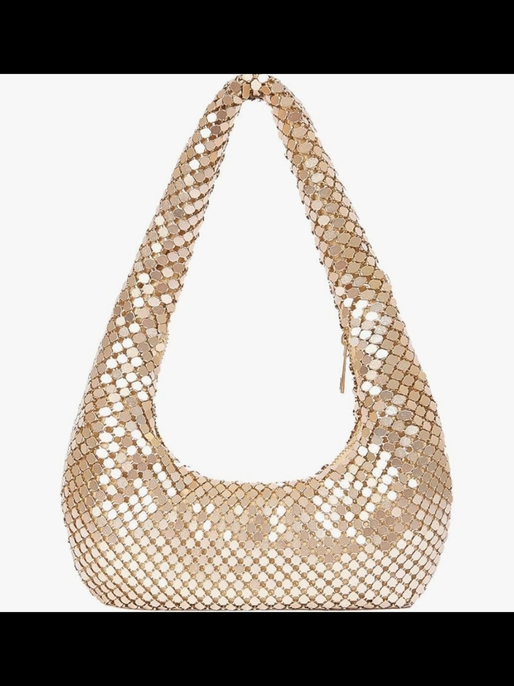 Sequin Hobo Shoulder Bag in Gold - Unbranded